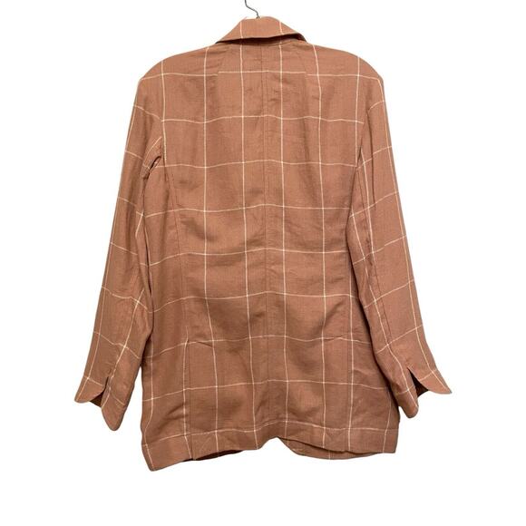 Madewell Breezewoven Larsen Blazer Women Size XS Linen Windowpane Sandstone NWT - Picture 3 of 8